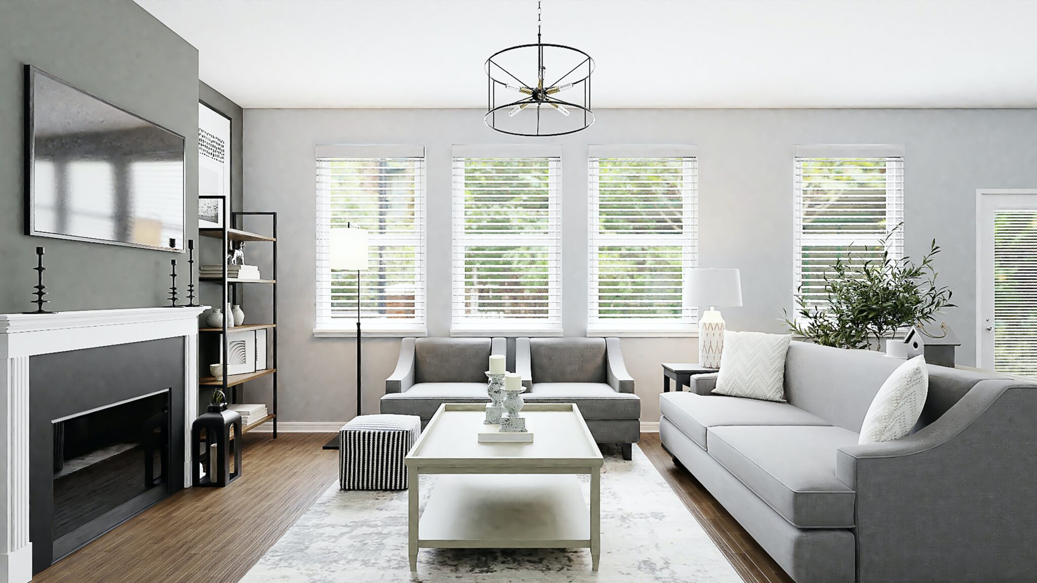 A living room with two couches and a coffee table